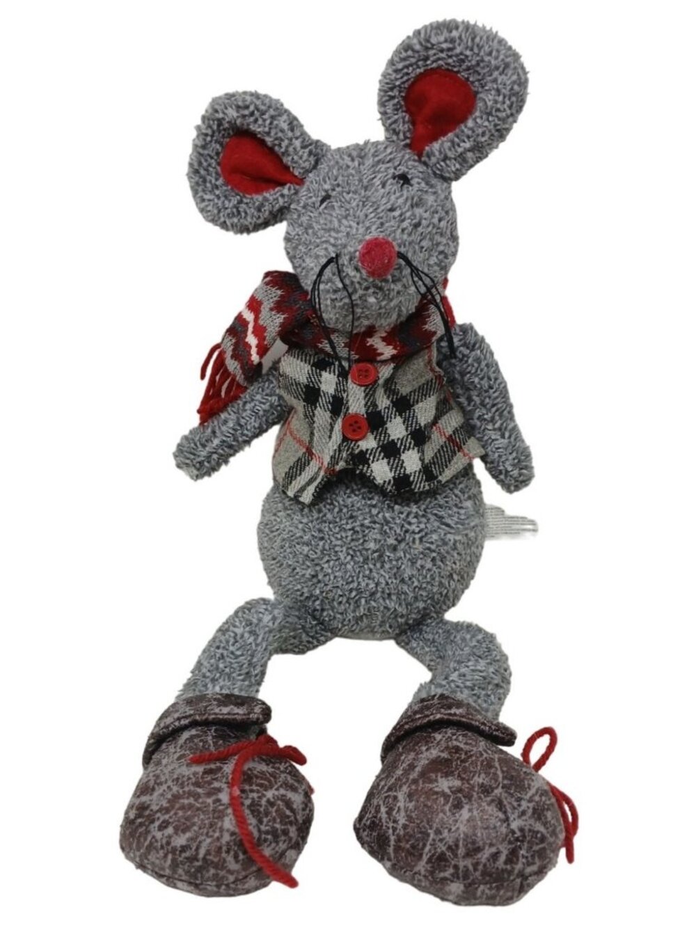 Adorable Plush Mouse Shelf Sitter Plush Dapper Vest & Scarf Weighted Bottom #D48